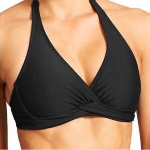Athleta Tara Halter Bikini Bra Top Black 32D/DD